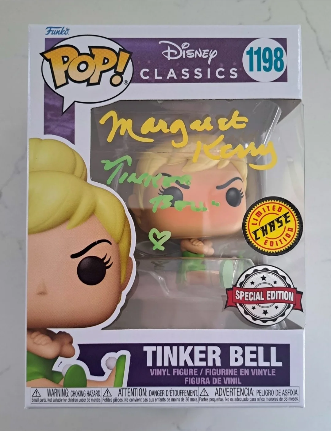 *MARGARET KERRY* Signed Auto Funko Pop Tinker Bell #1198 SE Chase JSA COA Disney, image 3