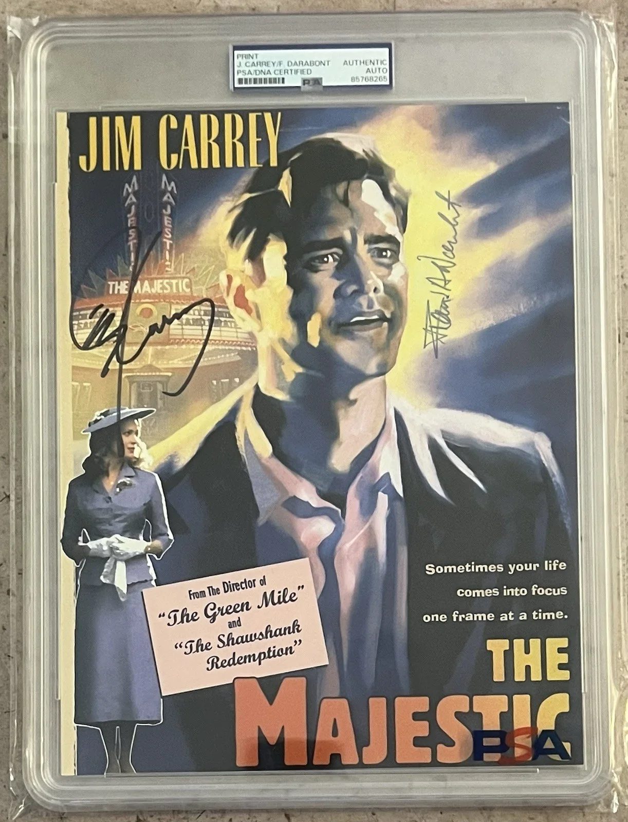 Jim Carrey — Jim Carrey & Frank Darabont Signed *The Majestic* Movie Promo Photo PSA Slabbed!