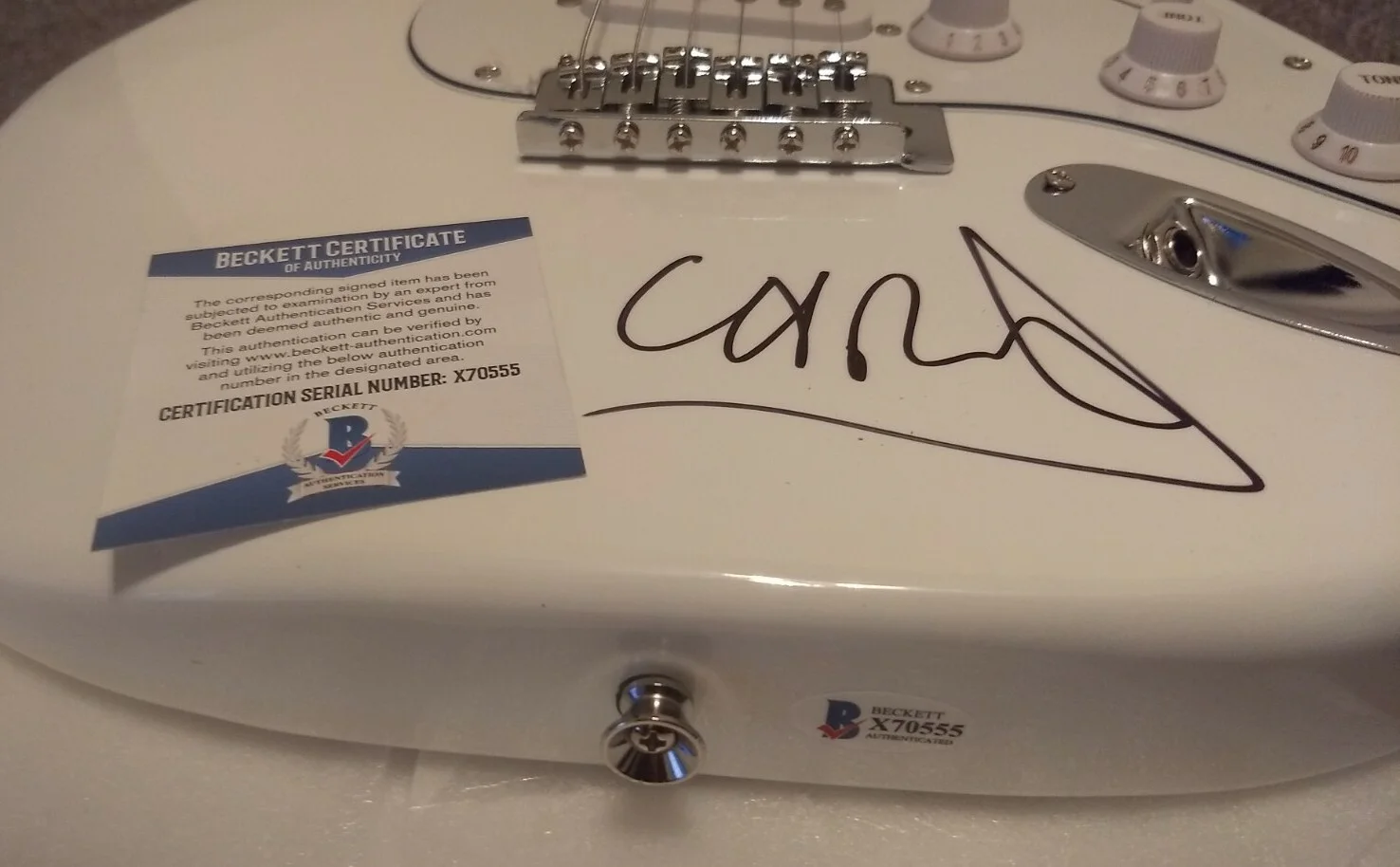 COLDPLAY CHRIS MARTIN Signed GUITAR BECKETT COA #X70555, image 3