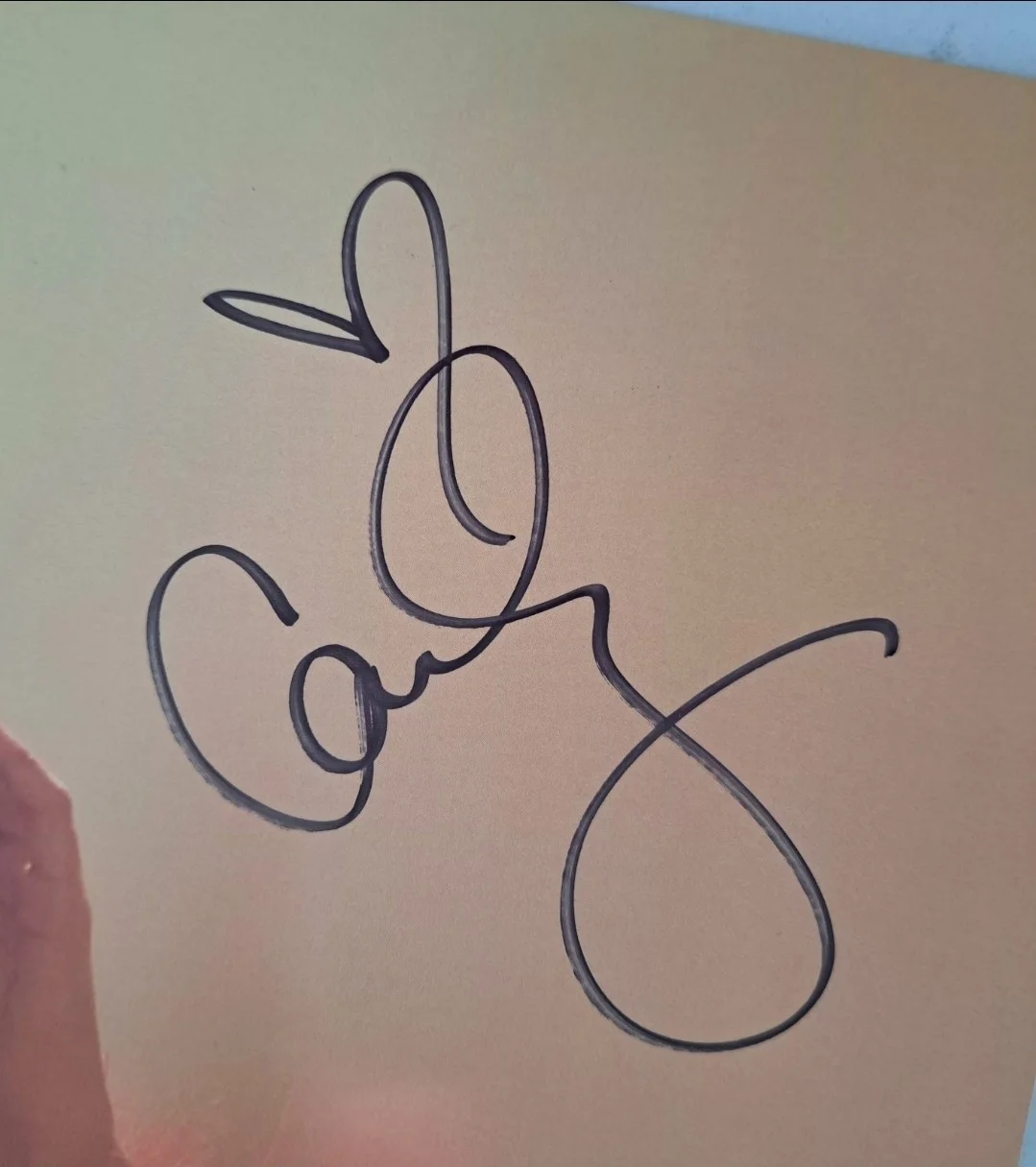 CARLY PEARCE Hummingbird Opaque Custard Vinyl Signed Auto Record Insert JSA New!, image 4