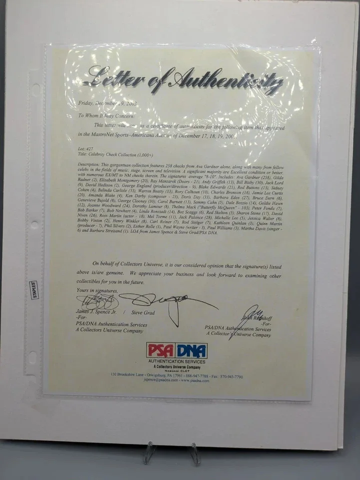 Jessica Walter — Jessica Walter Actress Autographed Canceled Check 1986 Malory Archer 11 X 14 PSA, изображение 3