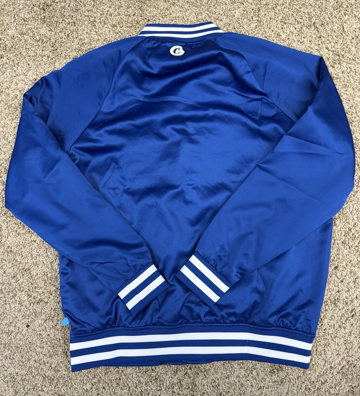 Berner Signed Autographed Cookies SF Satin Varsity Jacket Blue NWT Large RARE!, image 2