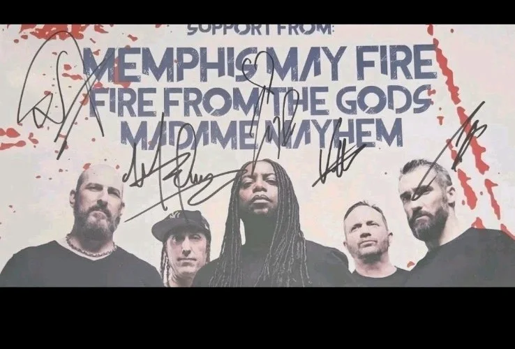 Sevendust Signed 13x19 Poster All 5 Members! Live Again. Enemy. Black. Denial, изображение 2