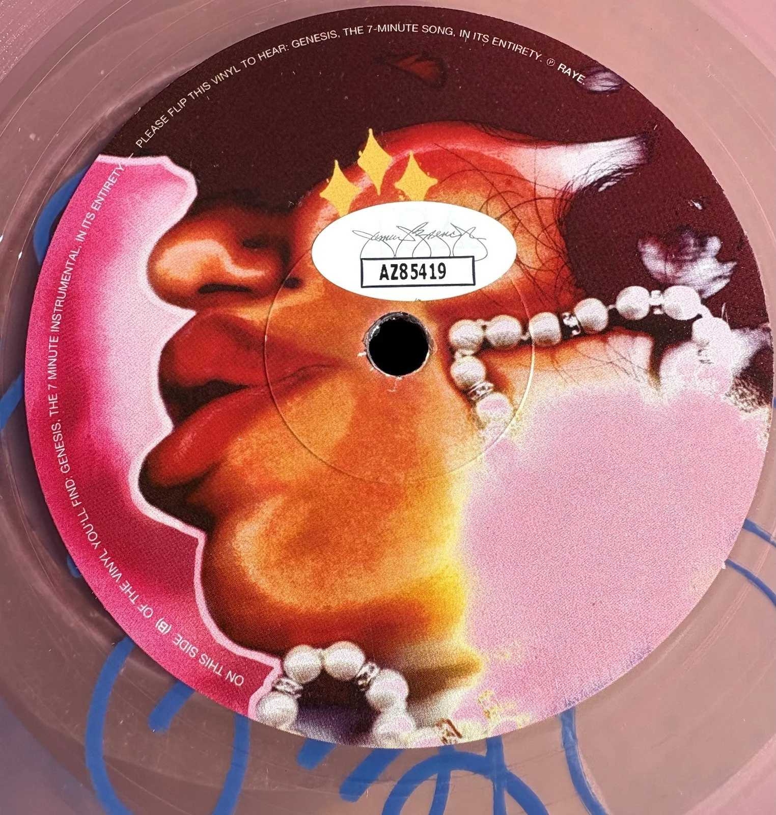 RAYE SIGNED 7” Baby Pink Vinyl JSA COA GENESIS, image 3