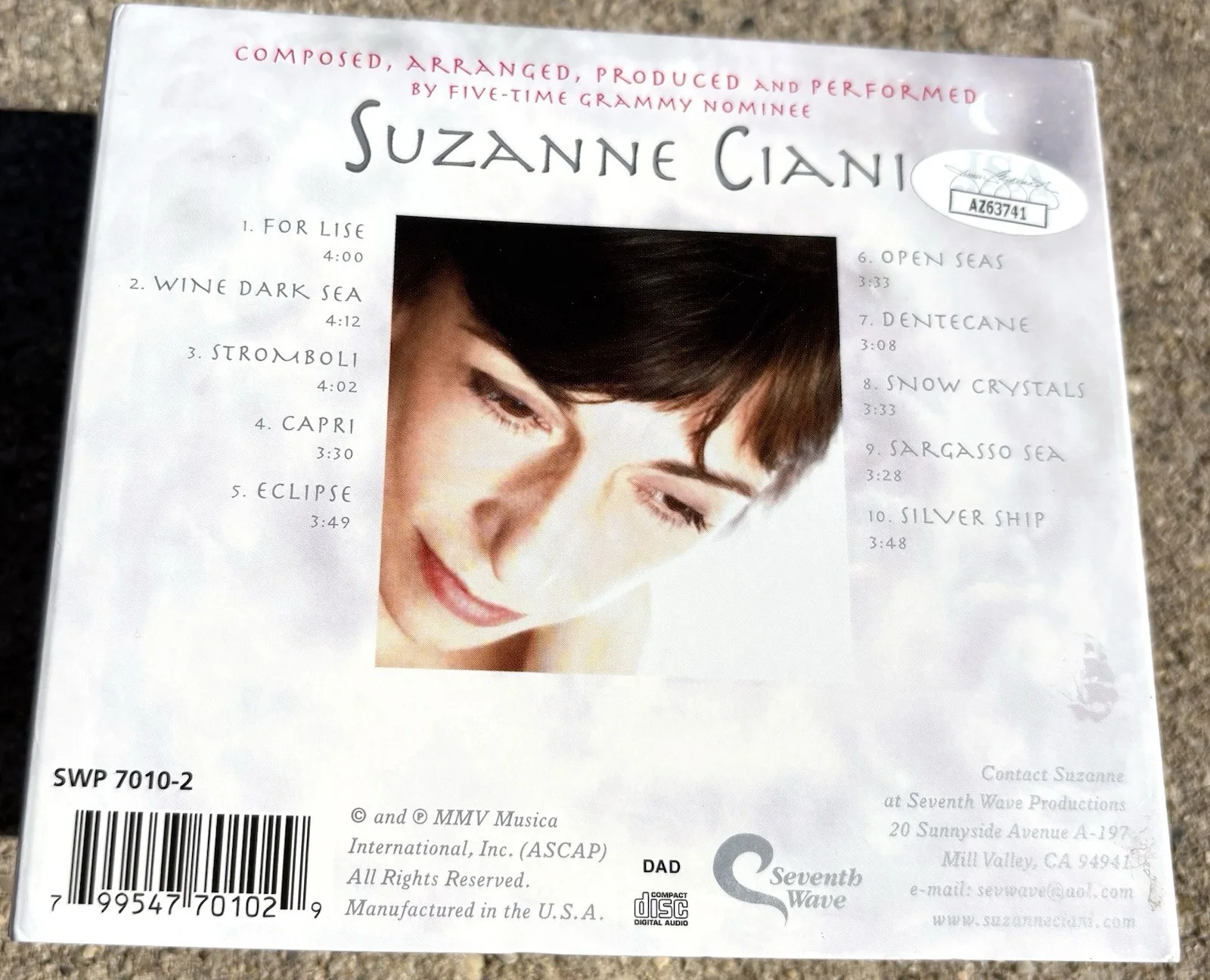 SUZANNE CIANI SIGNED CD JSA COA Silver Ship, изображение 2