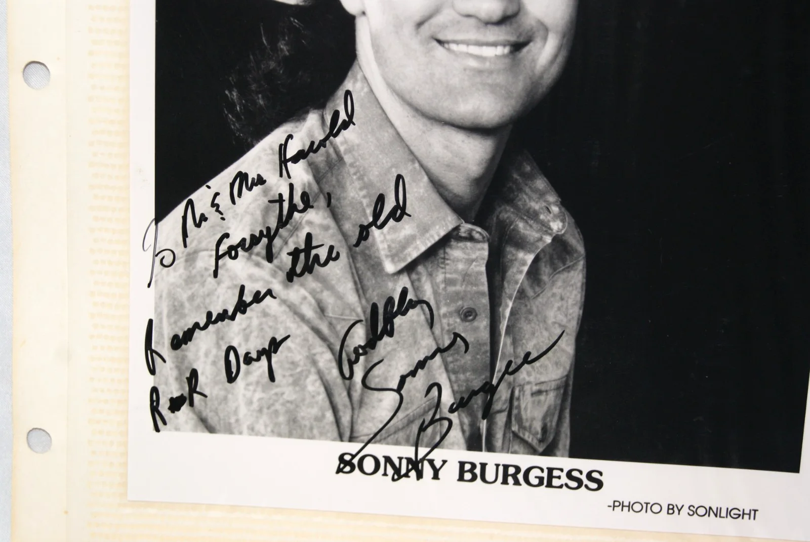 sonny burgess autograph B&W picture 8"x10", image 2