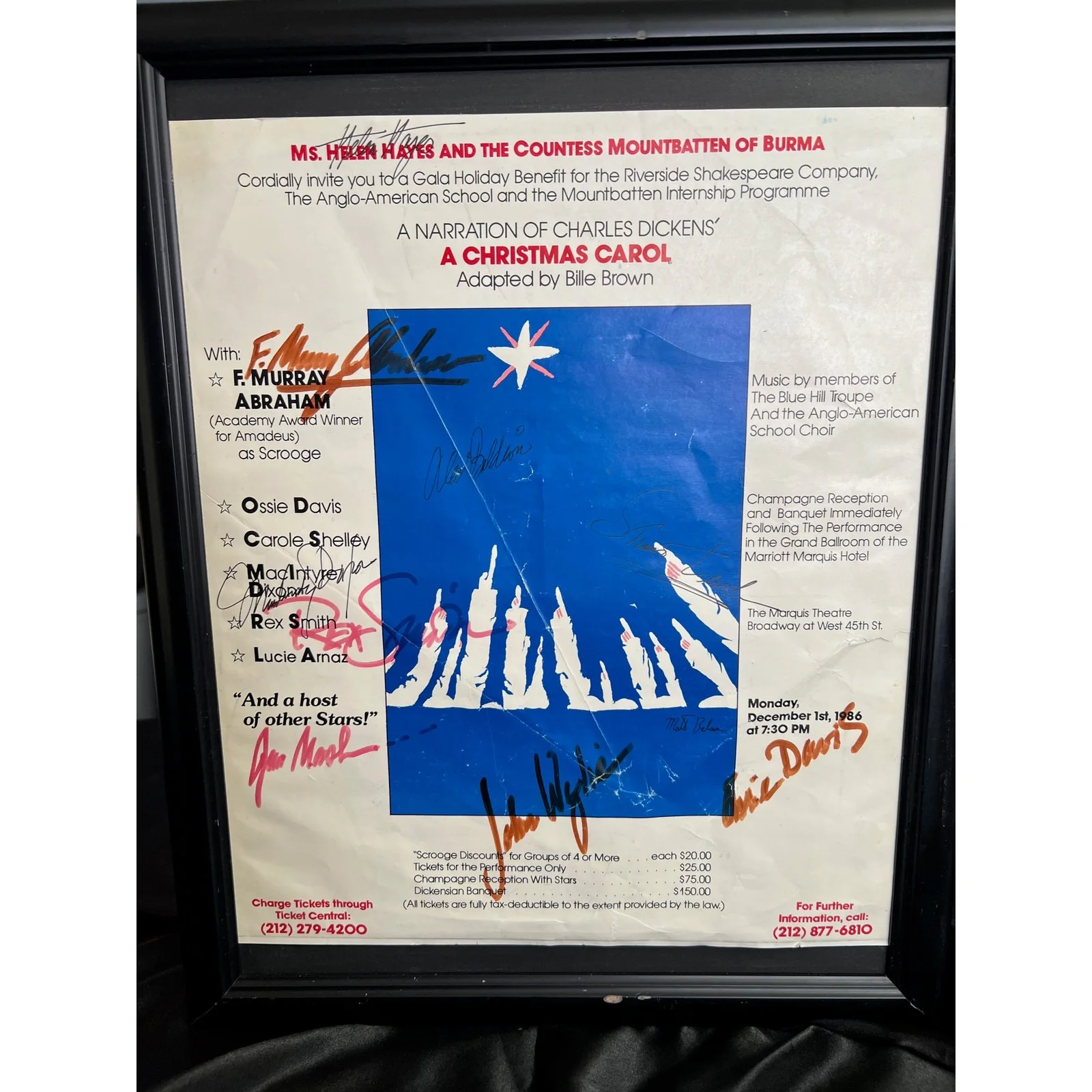 Helen Hayes — VINTAGE BROADWAY COLLECTIBLE, “A Christmas Carol” 1986 Reading; STARS’ SIGNATURE, изображение 4