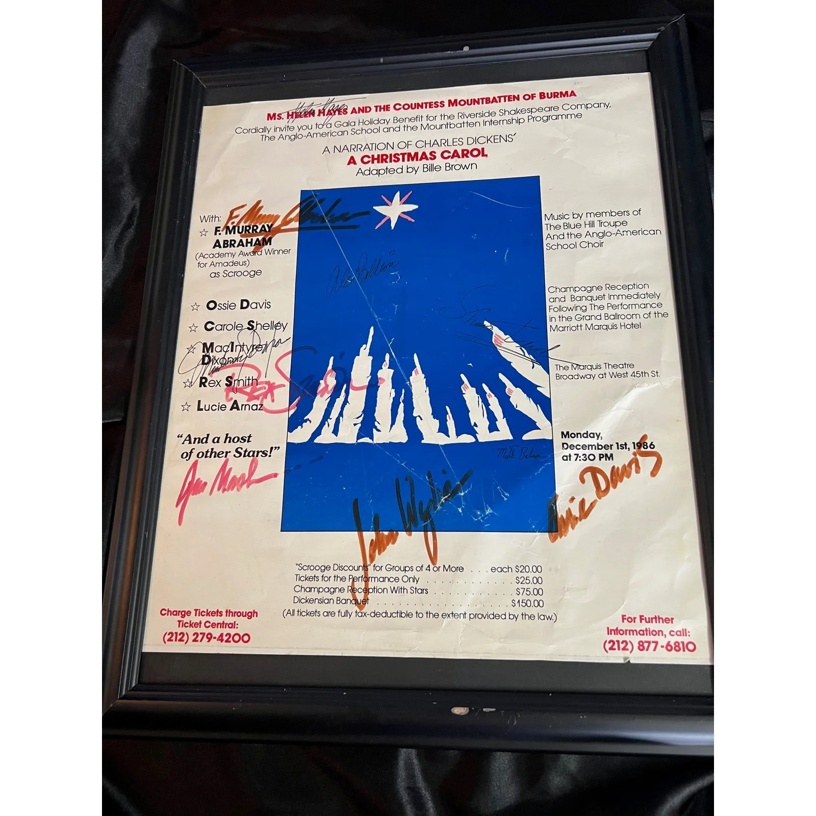Helen Hayes — VINTAGE BROADWAY COLLECTIBLE, “A Christmas Carol” 1986 Reading; STARS’ SIGNATURE, изображение 5