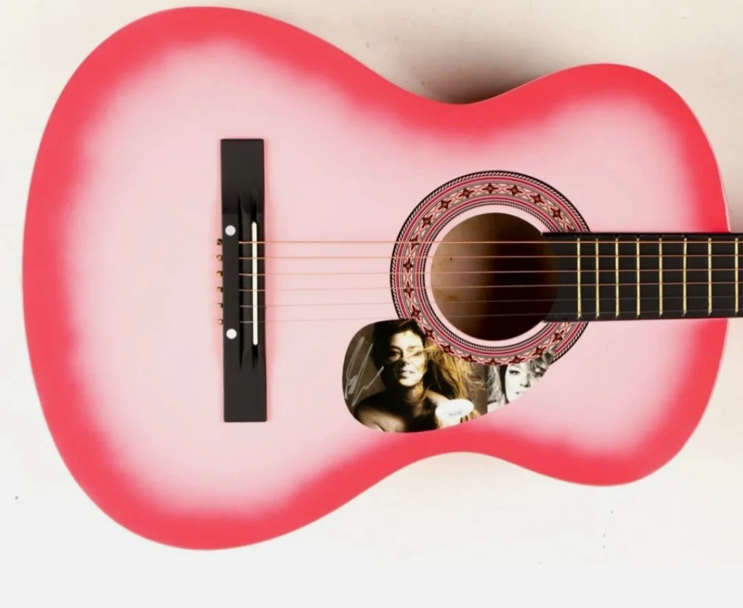 Shania Twain Signed Autograph Custom Pink Acoustic Guitar JSA COA, изображение 2