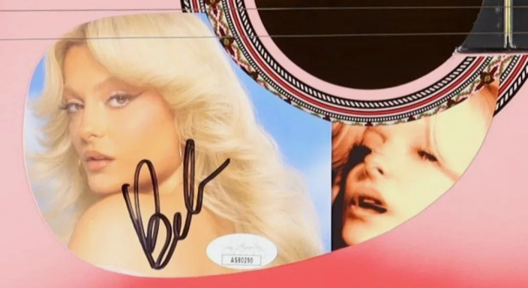 Autographed Pink Acoustic Guitar Signed JSA Celebrity Image, image 3
