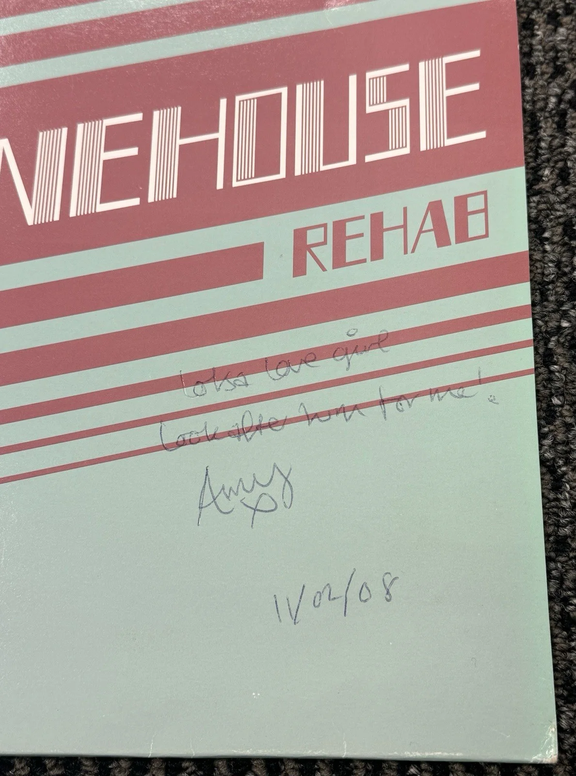 Amy Winehouse Signed Autograph 2006 Rehab Album Vinyl PSA/DNA LOA Inscribed, изображение 2