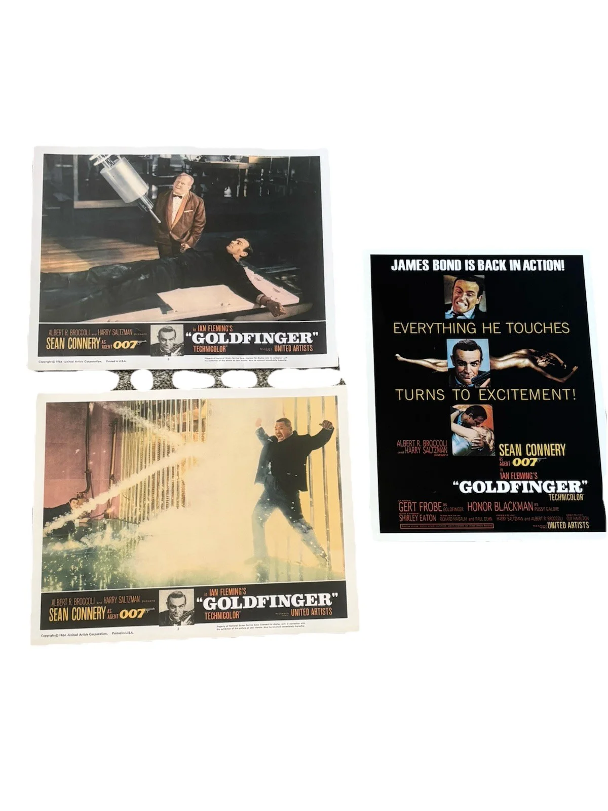 James Bond 007 Goldfinger Cinema Lobby Cards Movie Posters X 3 11x14 Inches, изображение 2