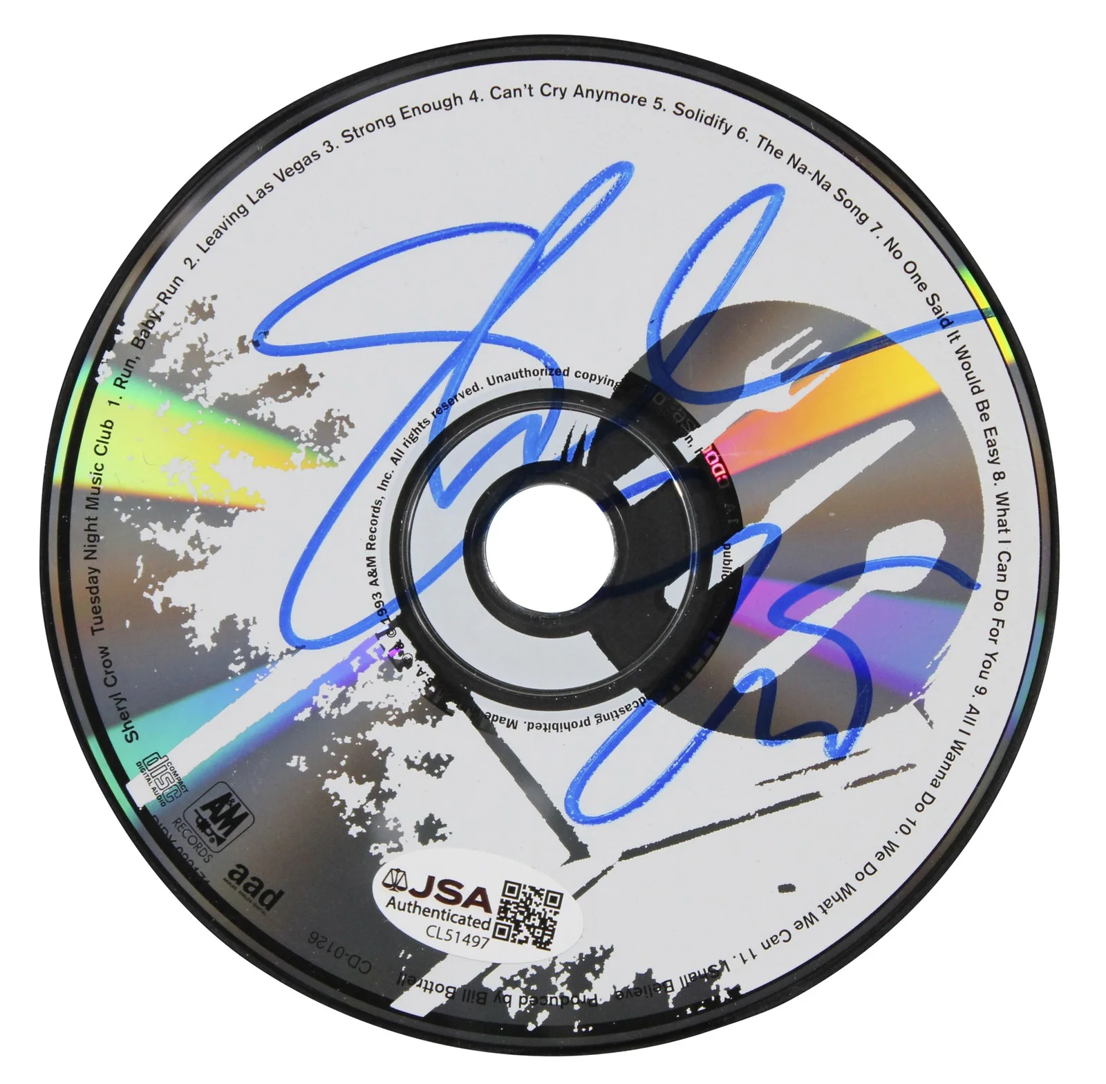 Sheryl Crow — Sheryl Crow Authentic Signed Tuesday Night Music Club CD Disk JSA #CL61497