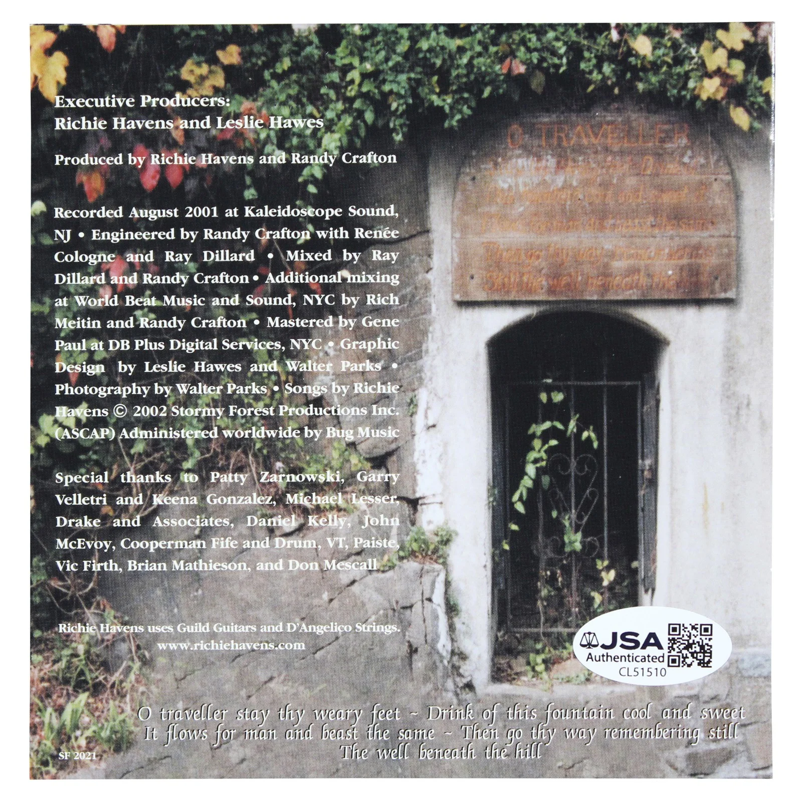 Richie Havens — Richie Havens "A Friend Forever" Signed Wishing Well CD Booklet JSA #CL51510, image 3