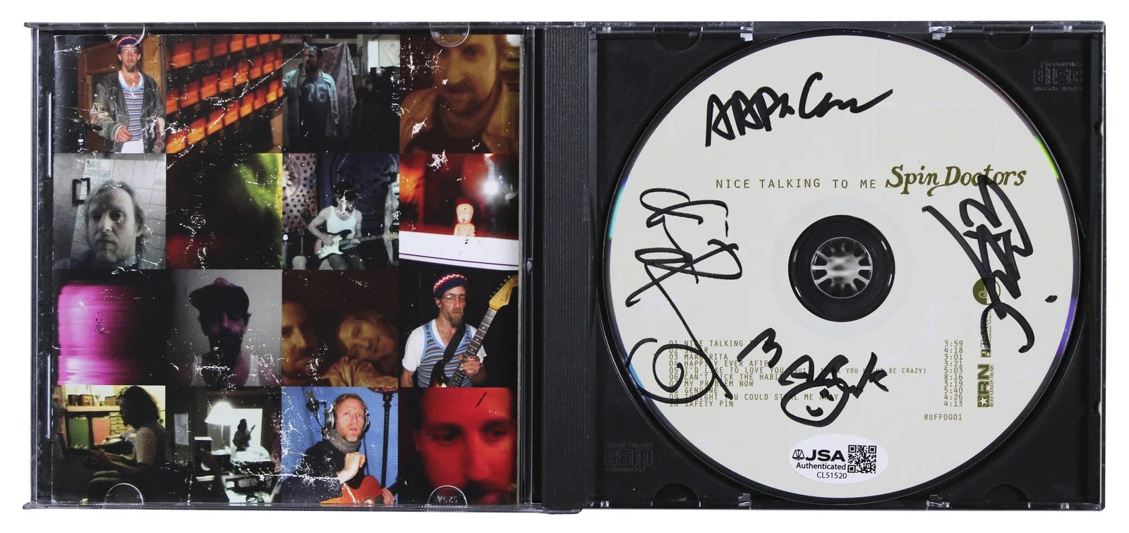 Chris Barron, Eric Schenkman, Mark White, Aaron Comess — Spin Doctors (4) Barron, Schenkman, White & Comess Signed CD Booklet JSA, image 2