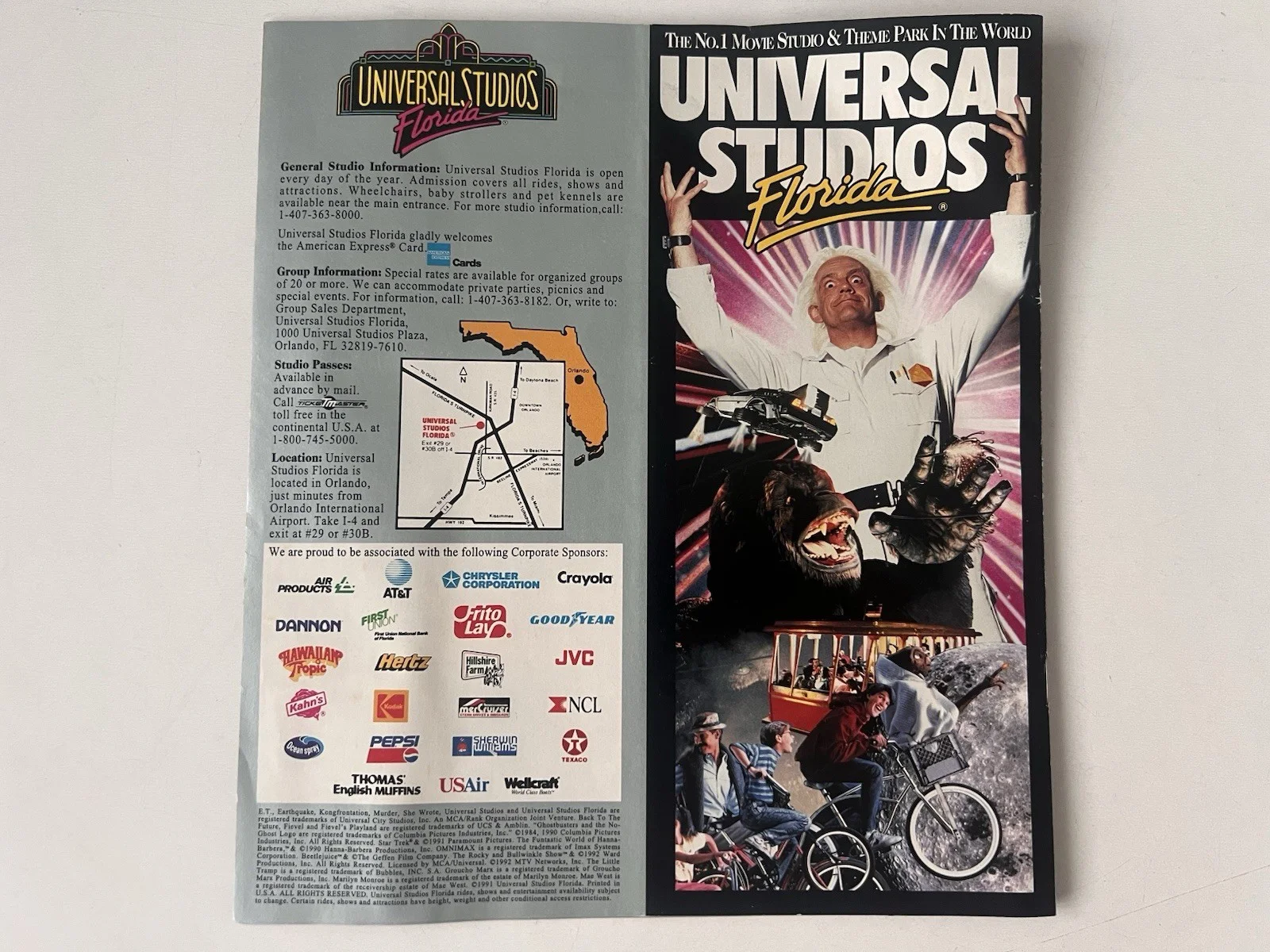 Universal Studios Florida 1990s Fold-Out Brochure Back to the Future E.T. Kong, image 2