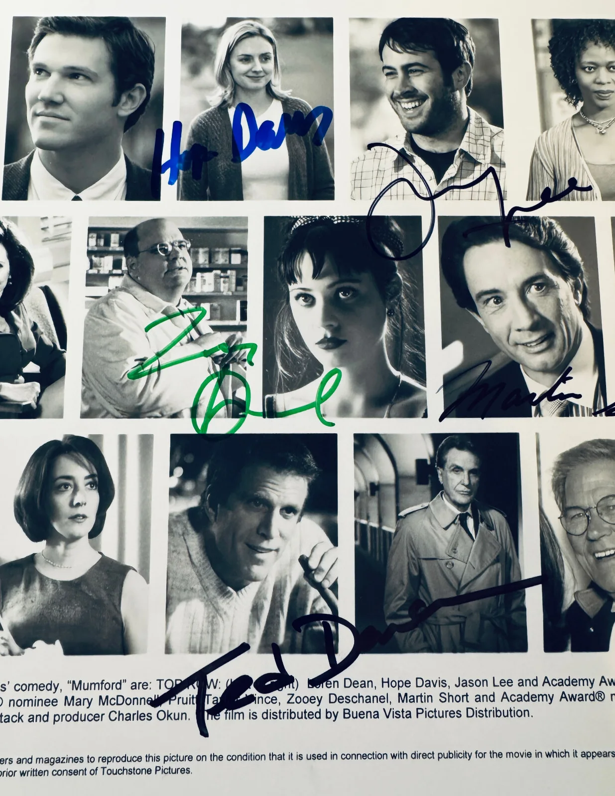 DANSON, LEE, HOPE, SHORT, DAVIS, DESCHANEL — Ted Danson Signed•Zooey Deschanel Signed•PLUS: Hope Davis•Martin Short•Jason Lee, image 2