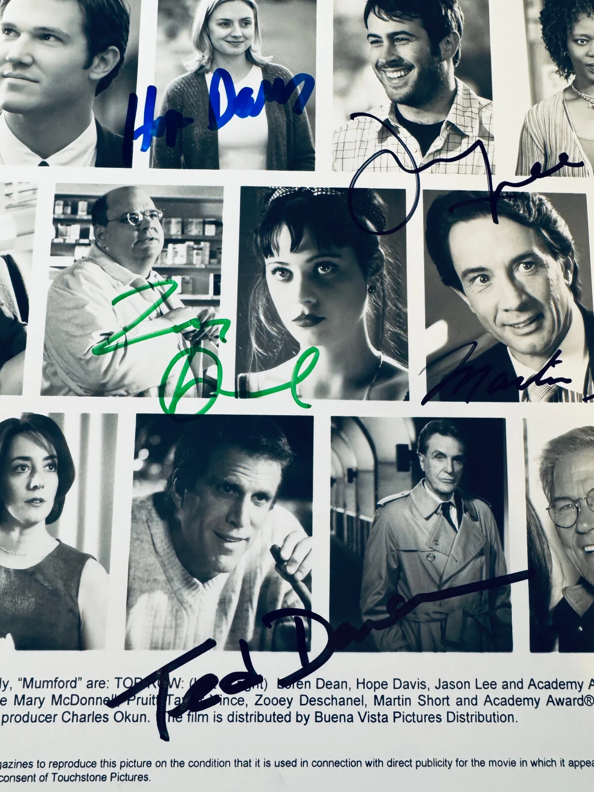DANSON, LEE, HOPE, SHORT, DAVIS, DESCHANEL — Ted Danson Signed•Zooey Deschanel Signed•PLUS: Hope Davis•Martin Short•Jason Lee, image 4