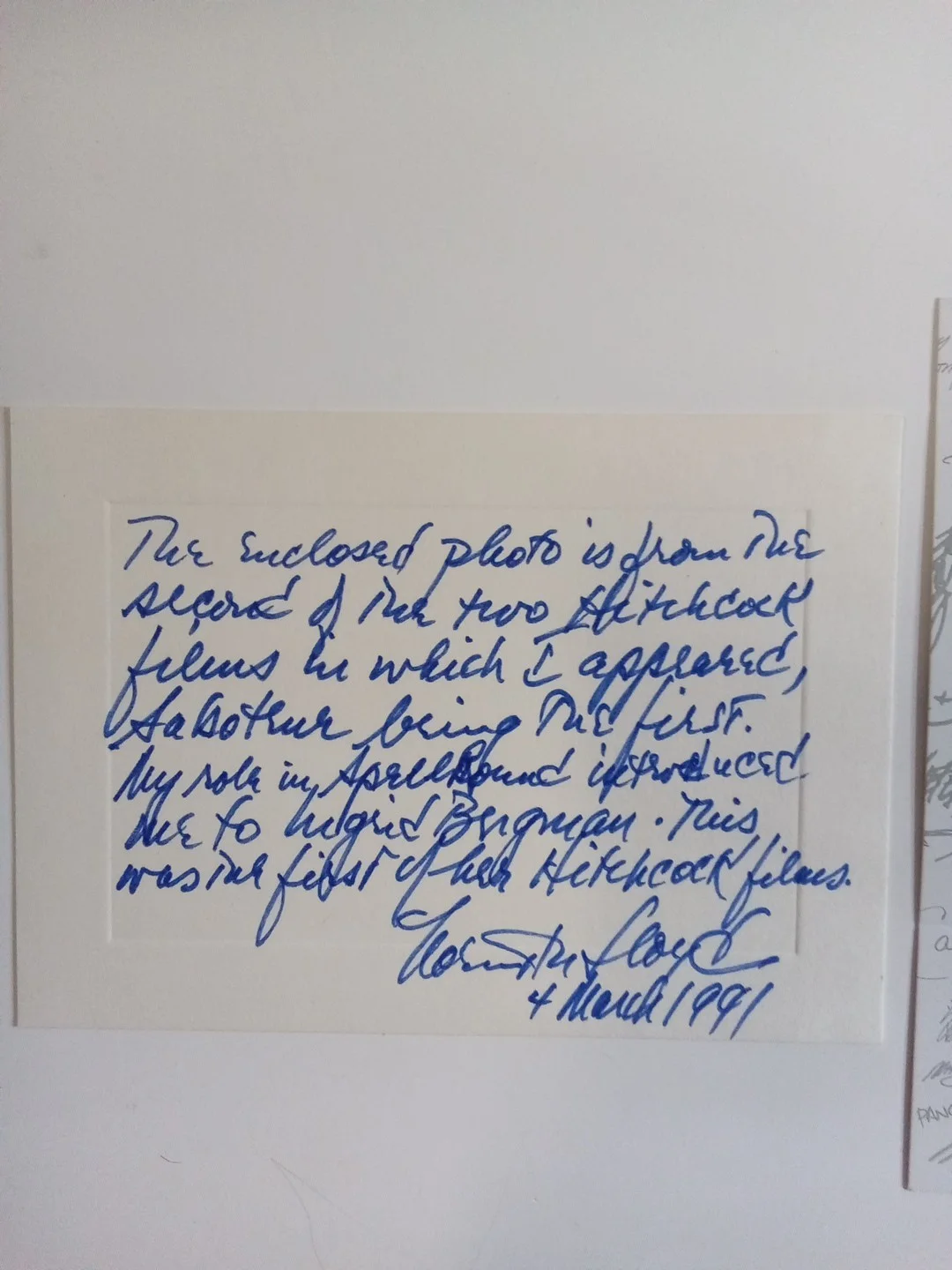 Norman Lloyd Signed Note Card Hitchcock Saboteur JSA Authenticated, image 2