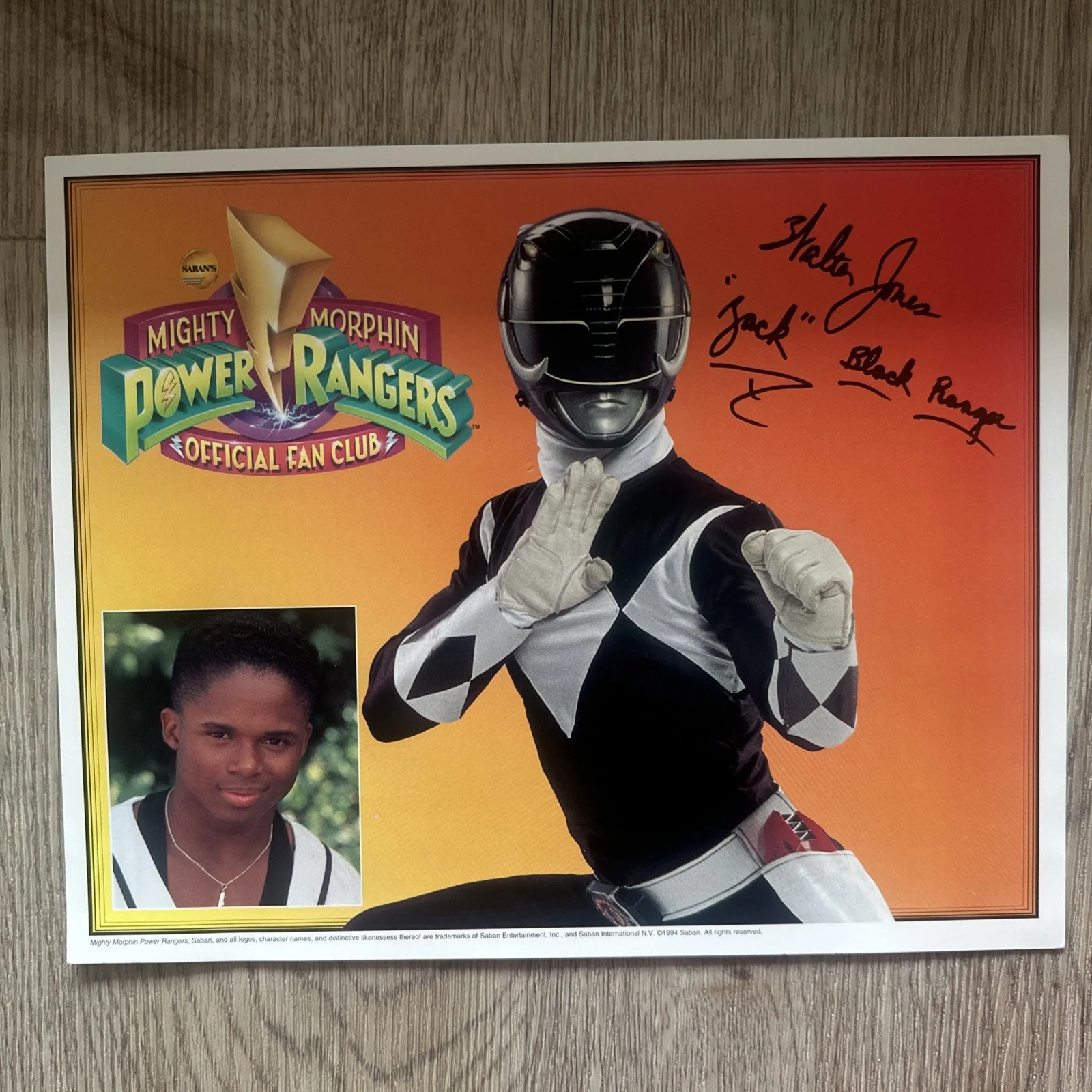 walter jones — Mighty Morphin Power Rangers - WALTER JONES Signed 8x10 Zack Photo Autographed