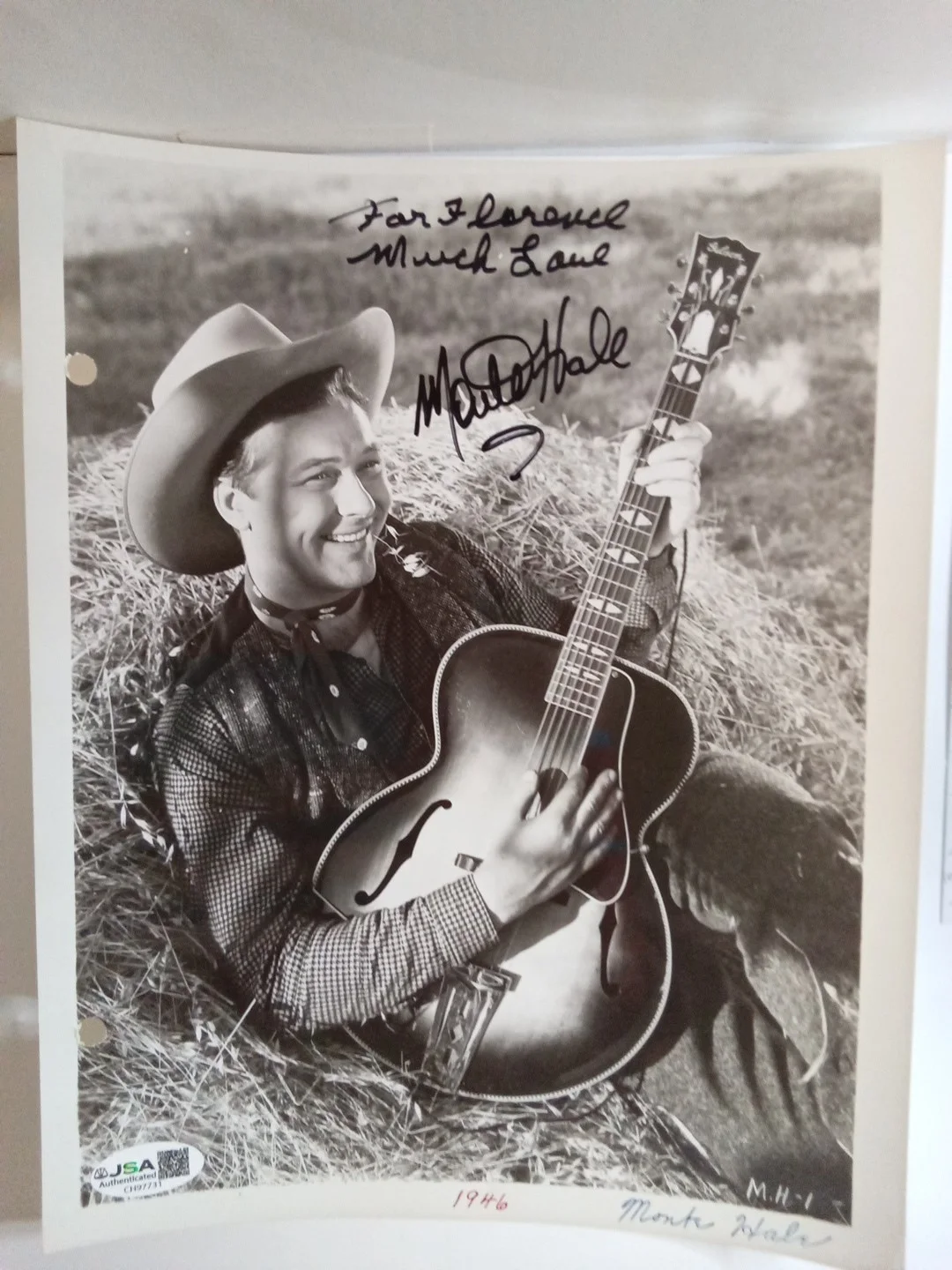 Monte Hale Signed 8x10 Photo Republic Pictures Western Star JSA, изображение 2