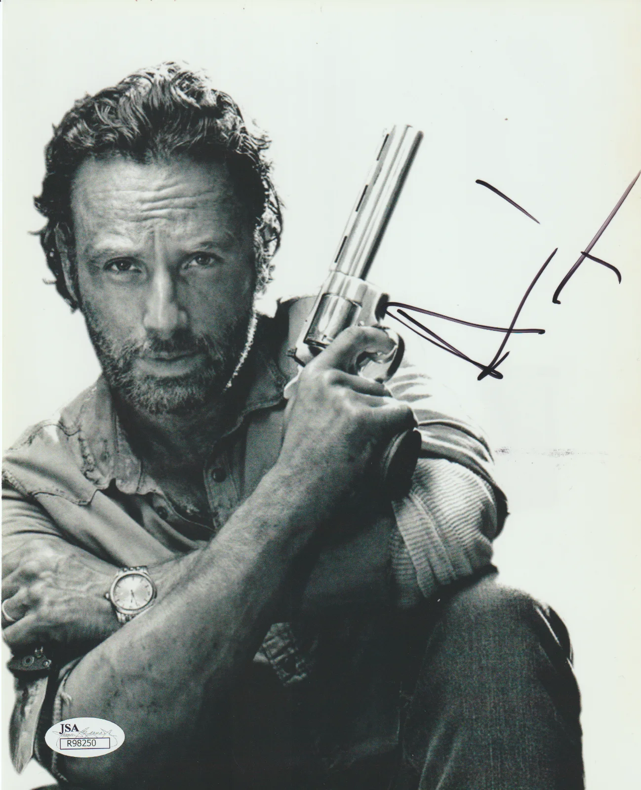 ANDREW LINCOLN — ANDREW LINCOLN THE WALKING DEAD SIGNED 8X10 B&W PHOTO RICK GRIMES AUTOGRAPH JSA