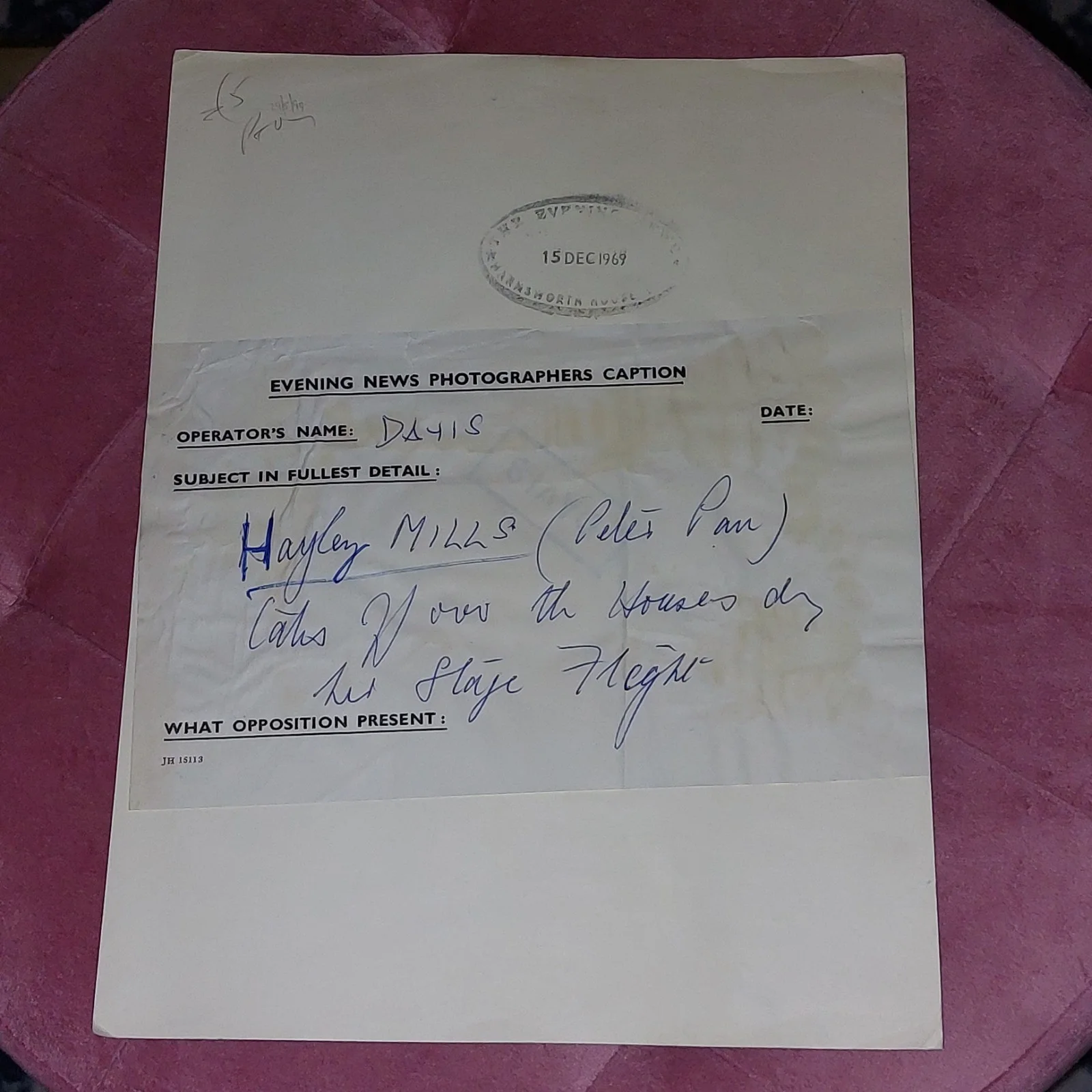 Vintage 1970 Hayley Mills Theatre Portrait - The Wild Duck - Stage Role Hedvig, изображение 2