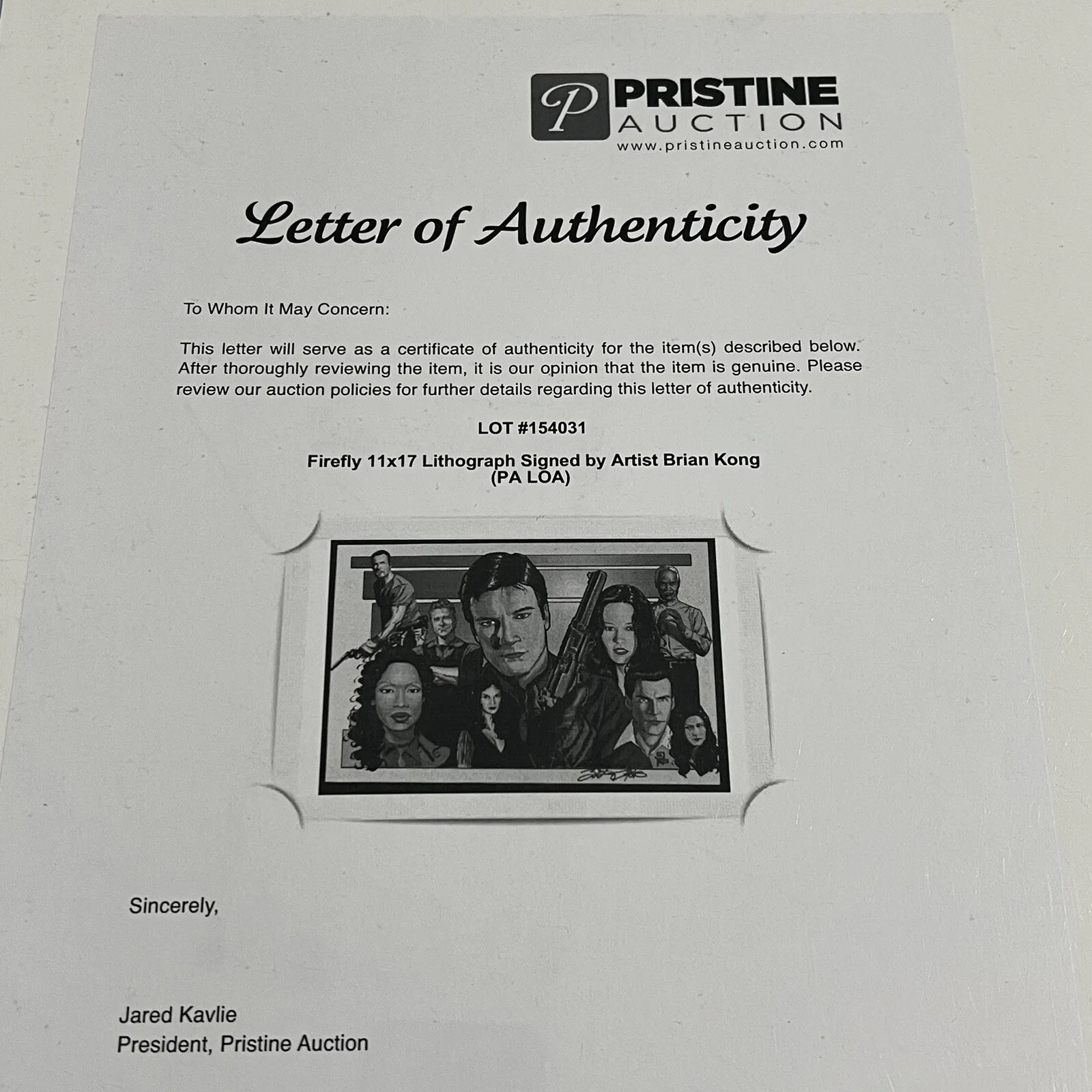 Artist — Brian Kong Signed Auto Firefly Serenity 11x17 Lithograph Art Print Pristine COA, image 2