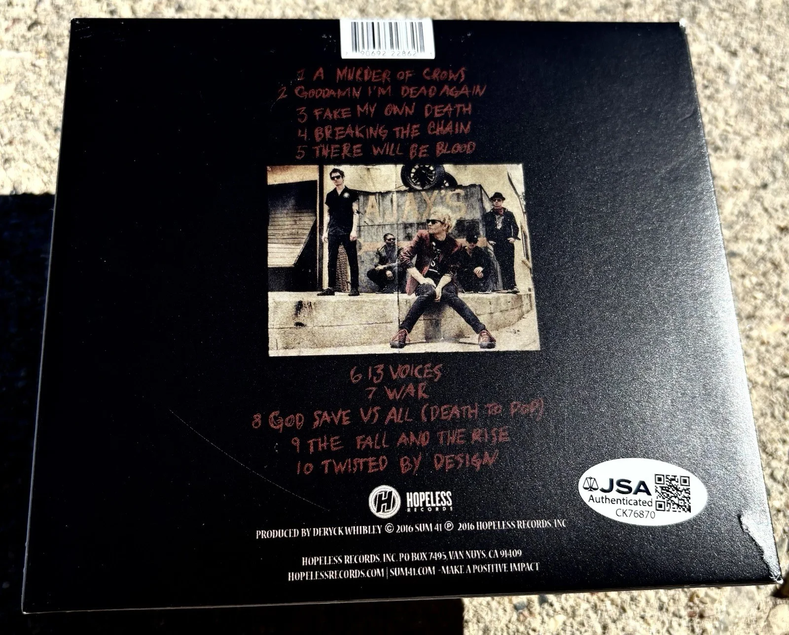 SUM 41 Band SIGNED 13 Voices CD Cover JSA COA, image 2