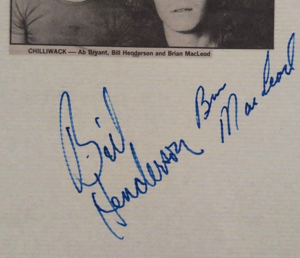Chilliwack Band Signed Page Photo Bill Henderson Brian MacLeod Autograph, изображение 3