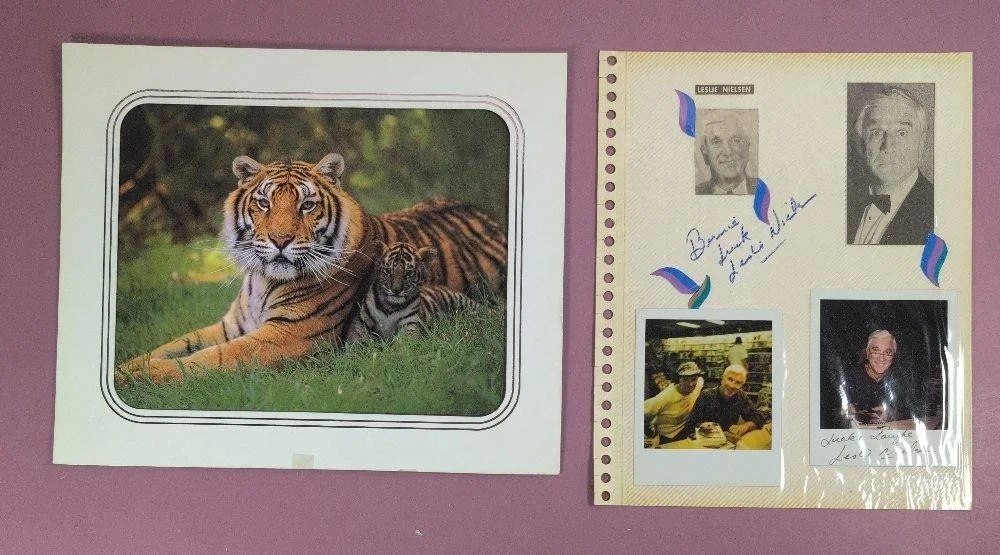 Leslie Nielsen Signed Autograph Photo Collage Scrapbook Page Memorabilia, изображение 2