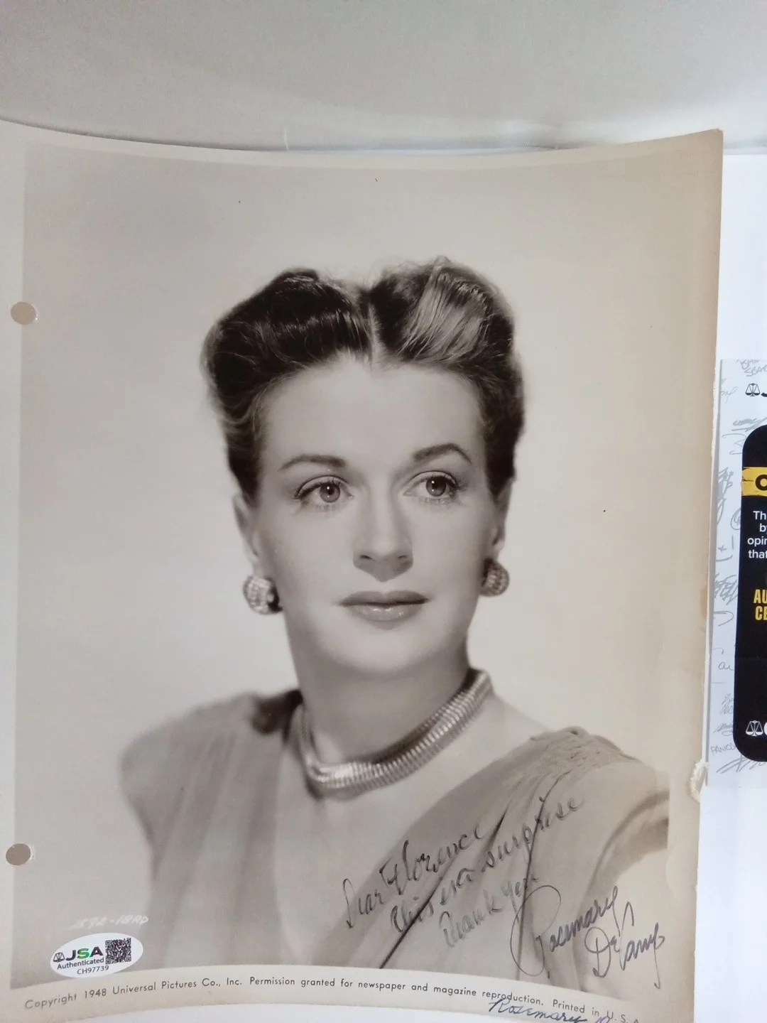 Rosemary Decamp Yankee Doodle Dandy Mother Signed 8x10 Photo JSA, изображение 2