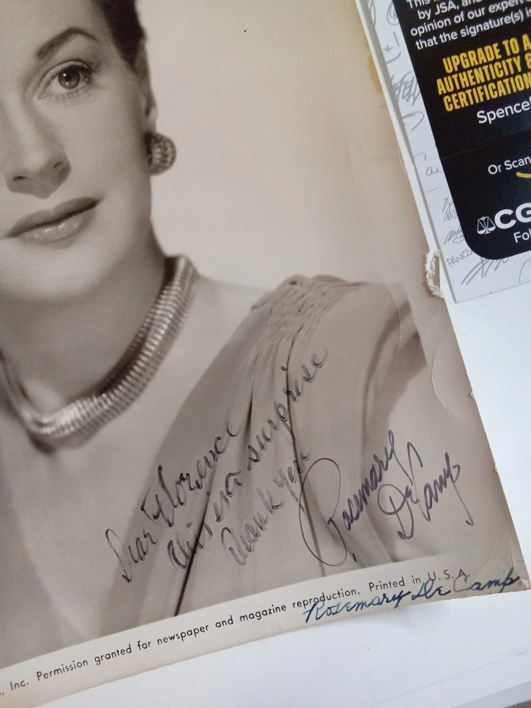 Rosemary Decamp Yankee Doodle Dandy Mother Signed 8x10 Photo JSA, изображение 3