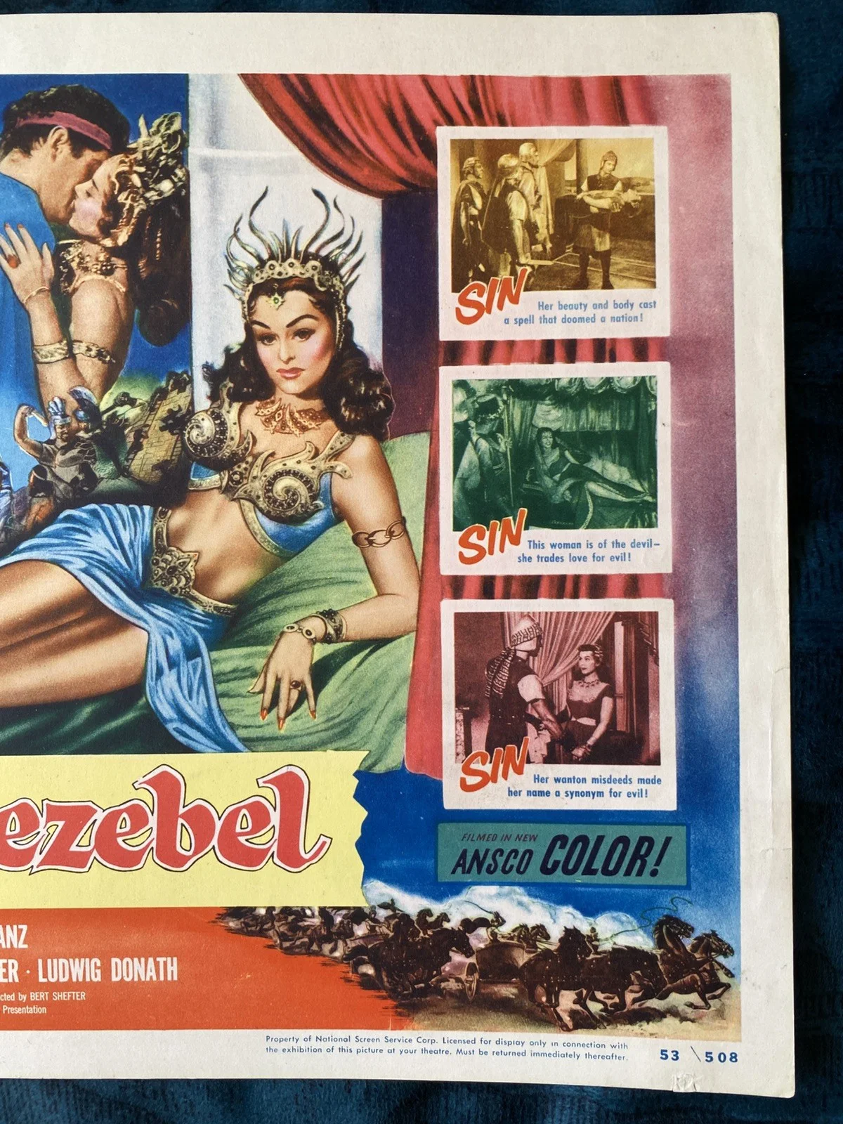 SINS OF JEZEBEL 1953 original lobby card Paulette Goddard, George Nader, изображение 2