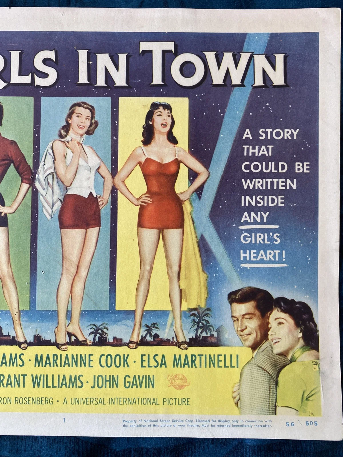 4 Girls in Town 1956 original lobby card George Nader, Julie Adams, Gia Scala, изображение 4