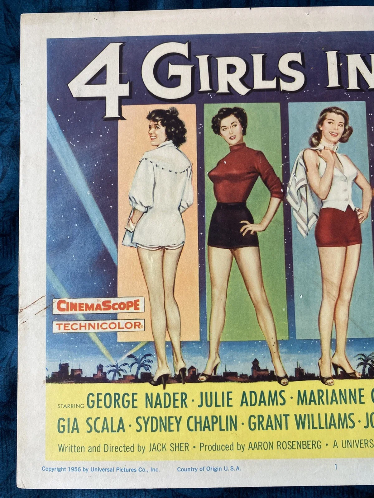 4 Girls in Town 1956 original lobby card George Nader, Julie Adams, Gia Scala, изображение 5