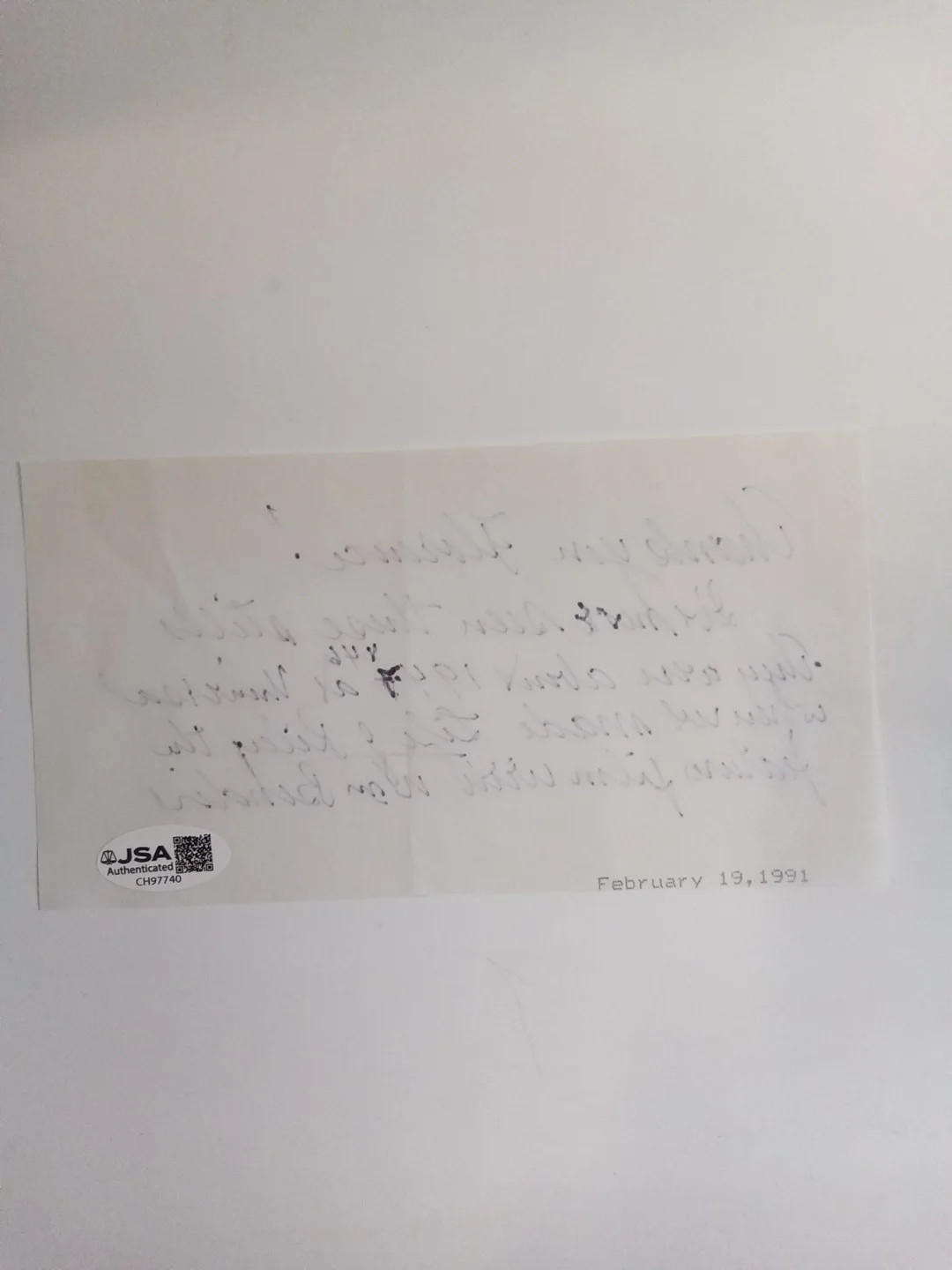 Rosemary Decamp Handwritten Example JSA Authenticated, image 3