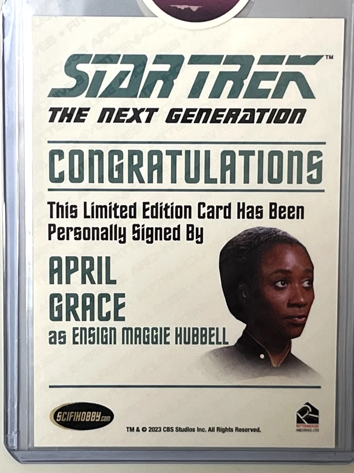 APRIL GRACE — STAR TREK THE NEXT GENERATION APRIL GRACE SIGNED CARD, image 2