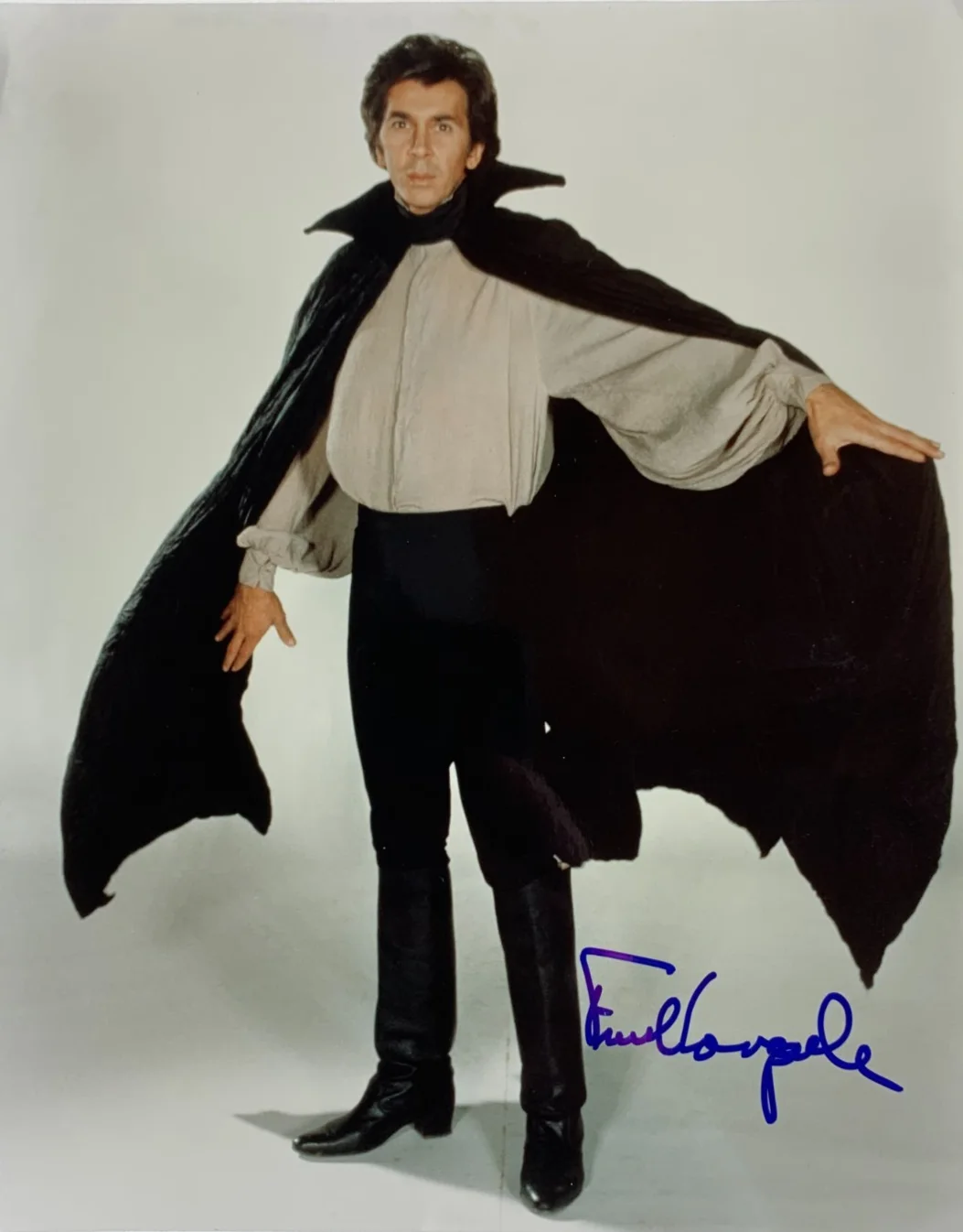 Frank Langella — FRANK LANGELLA signed DRACULA movie photo, with COA, 8"x10"