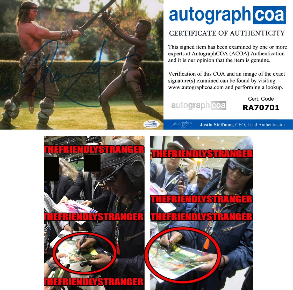 GRACE JONES — Grace Jones signed "CONAN THE DESTROYER" 8x10 Photo EXACT PROOF c ACOA COA