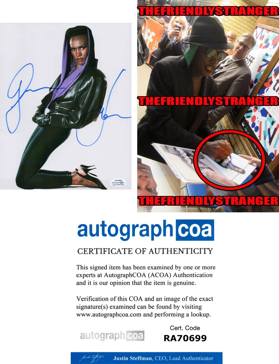 GRACE JONES — Grace Jones signed "A VIEW TO KILL" 8x10 Photo EXACT PROOF 007 James Bond ACOA