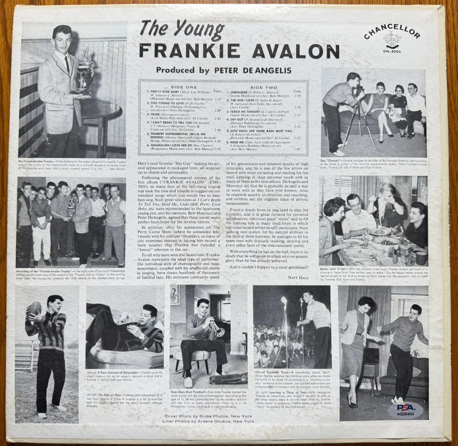 FRANKIE AVALON SIGNED THE YOUNG FRANKIE AVALON VINYL LP PSA/DNA CERTIFICATION, изображение 2