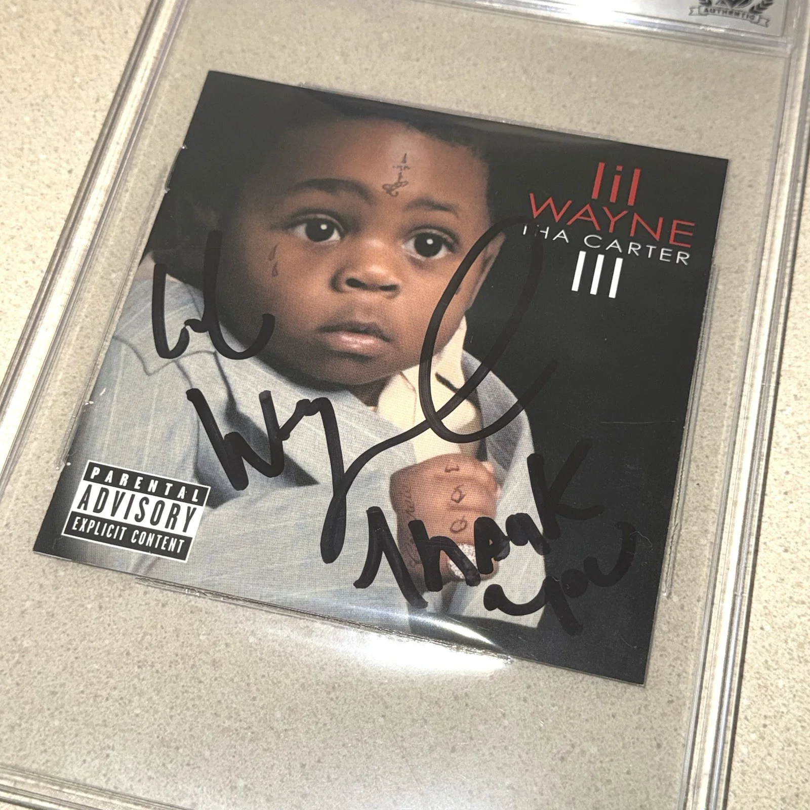 RAPPER LIL WAYNE signed autographed THA CARTER III CD BECKETT BAS SLABBED, image 2