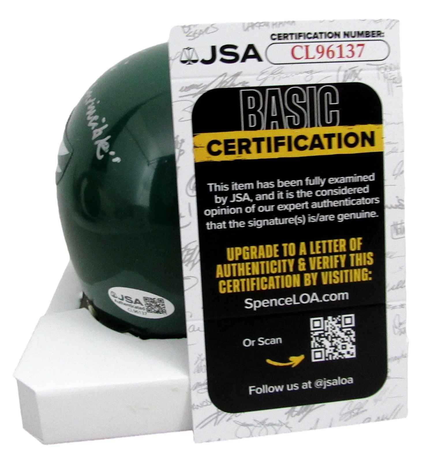 Michael Rispoli Signed/Inscr Eagles Mini Football Helmet "Invincible" JSA 207761, image 5