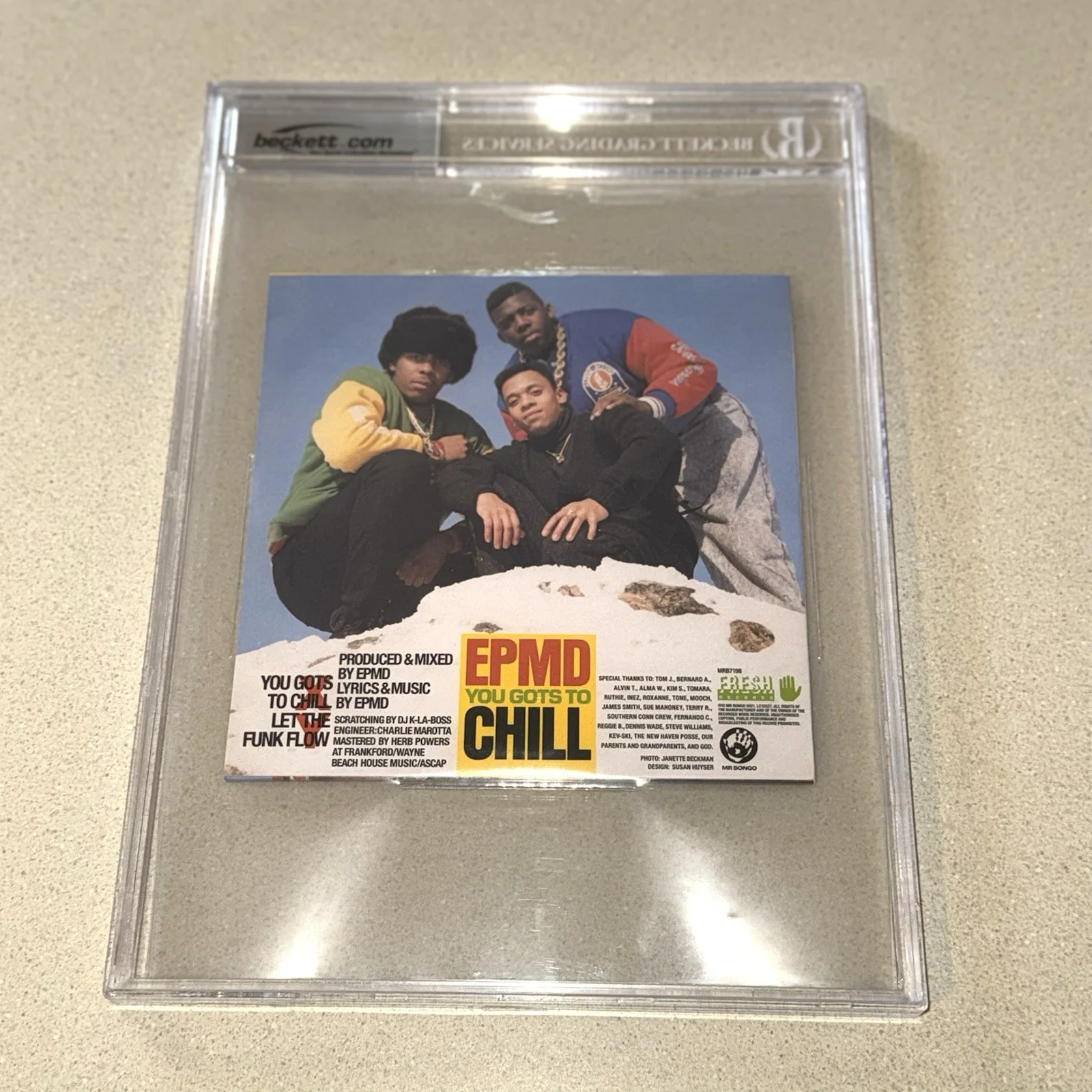 EPMD GROUP signed autographed YOU GOTS TO CHILL ERIC SERMON BECKETT BAS SLABBED, image 4