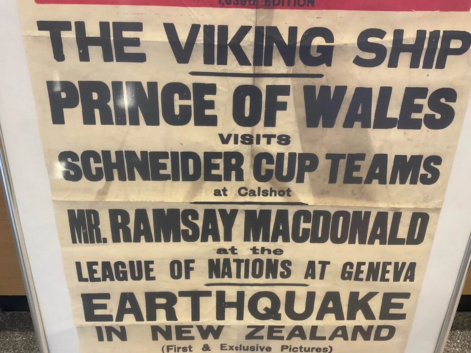 1929 PATHE NEWS CINEMA POSTER . SCHNEIDER CUP TROPHY,RAMSAY MACDONALD ETC, изображение 3