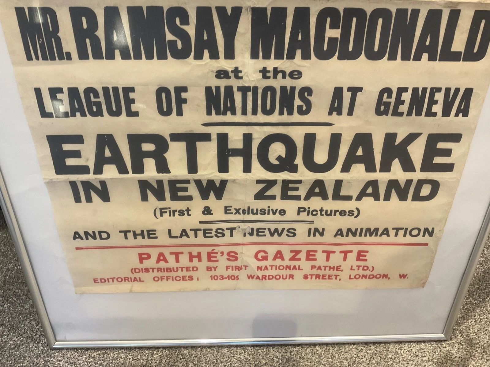 1929 PATHE NEWS CINEMA POSTER . SCHNEIDER CUP TROPHY,RAMSAY MACDONALD ETC, изображение 4