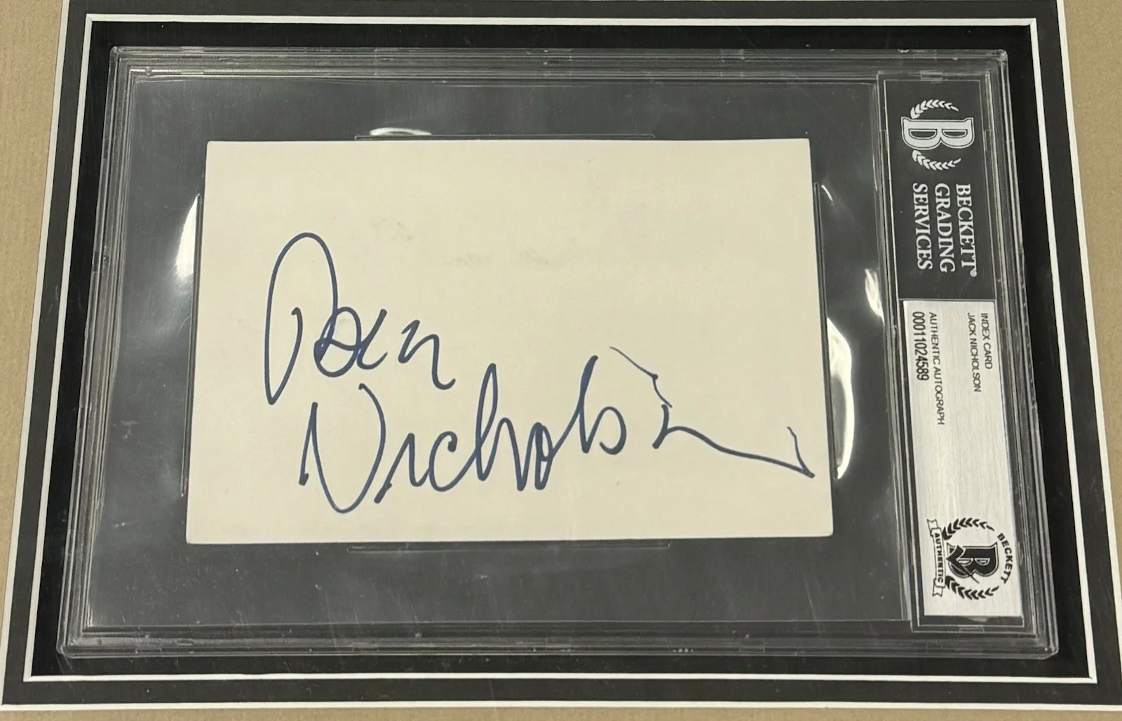 Jack Nicholson — Jack Nicholson Signed Autograph 29x23 Framed Index Card Cut Display Beckett BAS, image 2