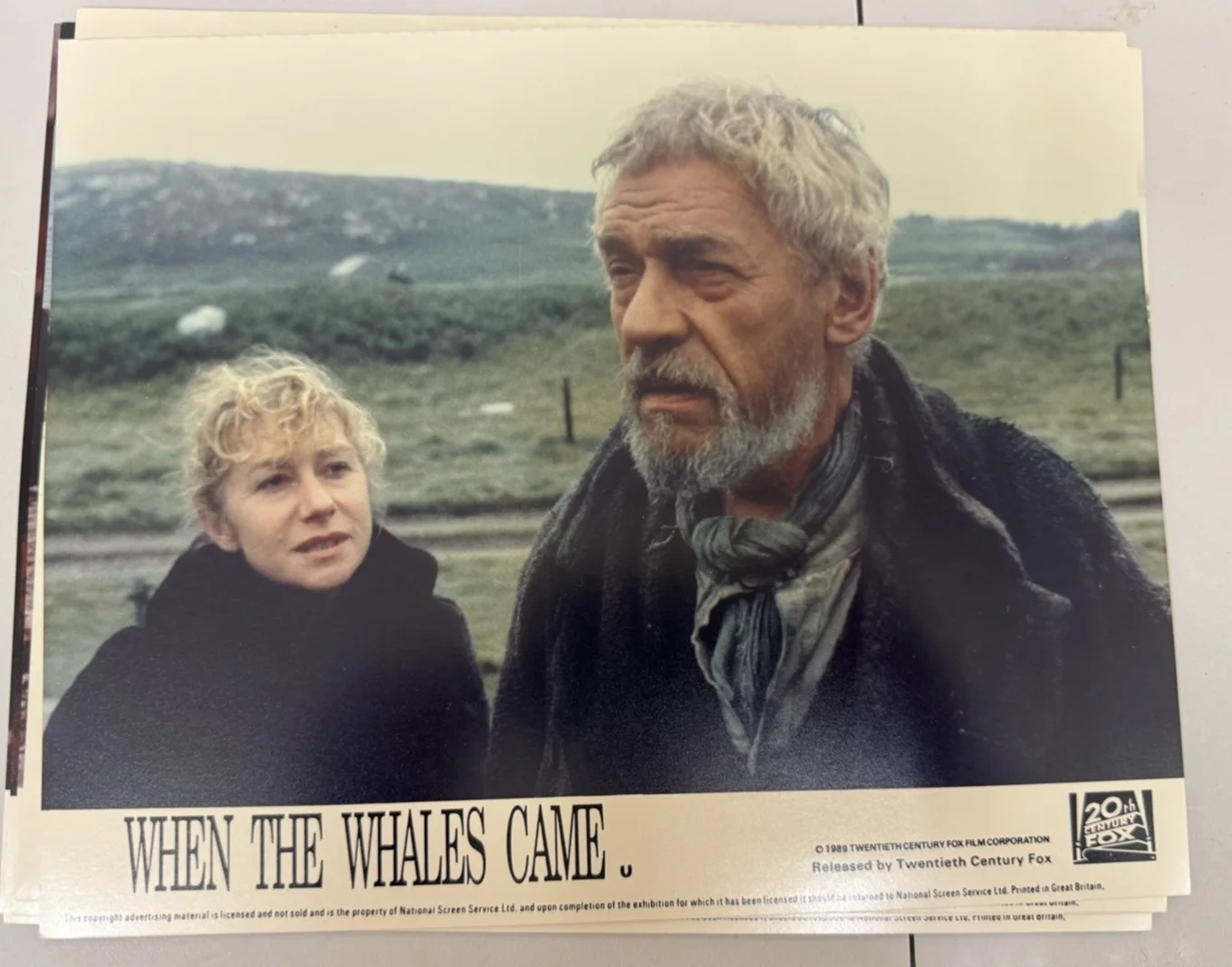 WHEN THE WHALES CAME - x8 LOBBY CARD PAUL SCOFIELD HELEN MIRREN 1989, изображение 4