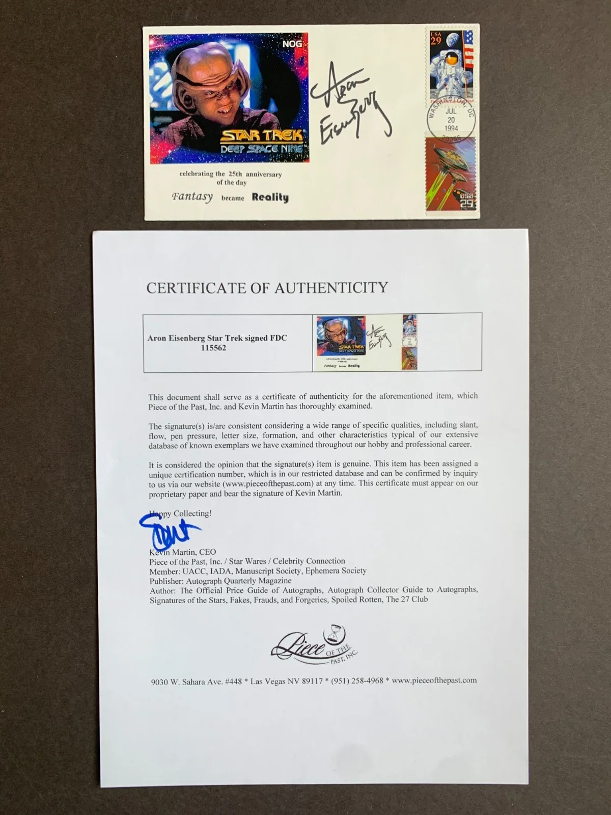 Aron Eisenberg — ARON EISENBERG "Nog" signed STAR TREK First Day Cover FDC, with COA, изображение 3